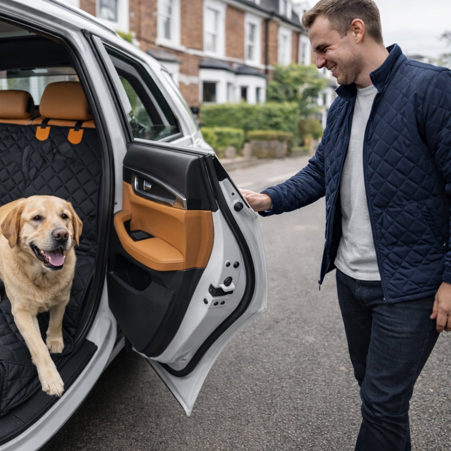 Quiltat Bilskydd för Hund – Baksäte