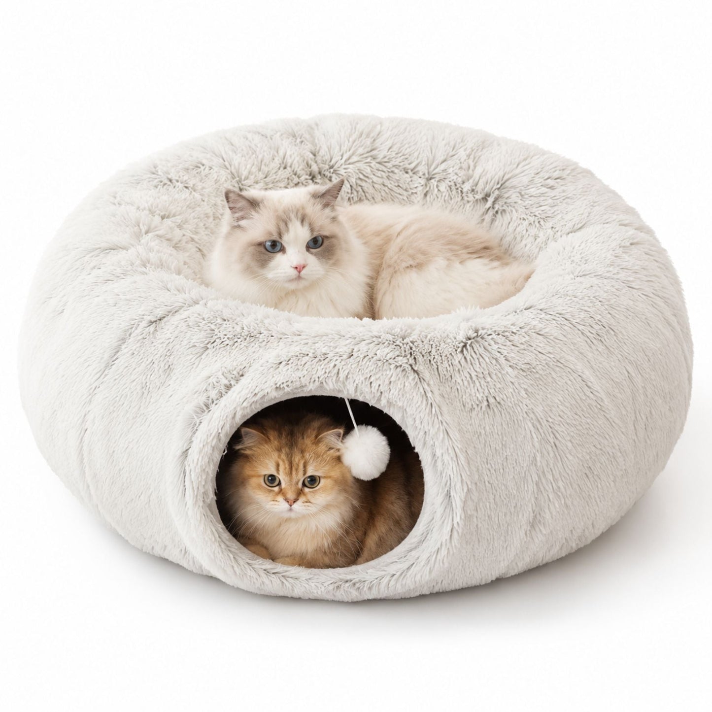 2-i-1 Kattunnel & Kattbädd i Plysch