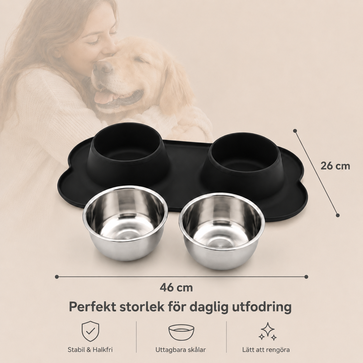Premium Dubbelskål för Hund & Katt
