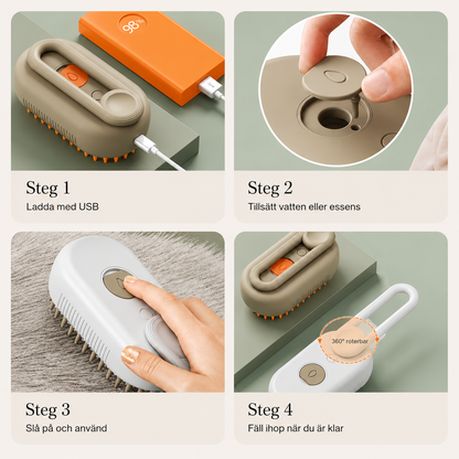 SteamGlow Groomingborste – 3-i-1