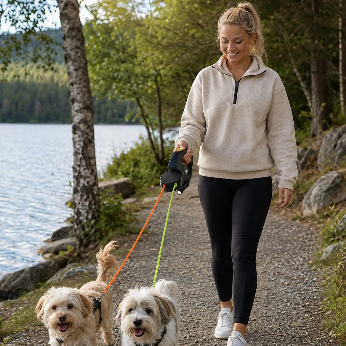 Dubbelkoppel för Hund med LED-Ljus