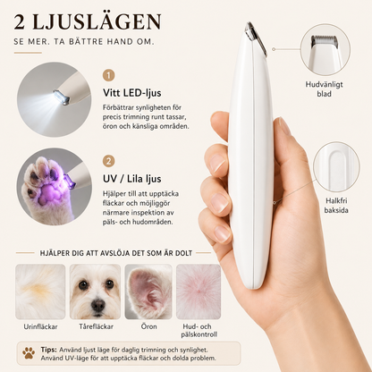 Sladdlös Tass- & Pälstrimmer, LED