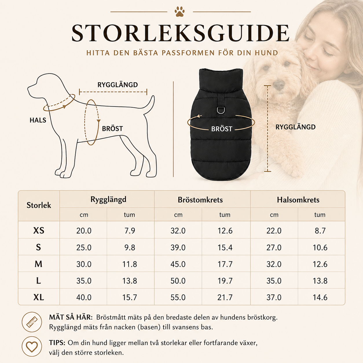 Quiltad Vinterväst för Hund med D-Ring