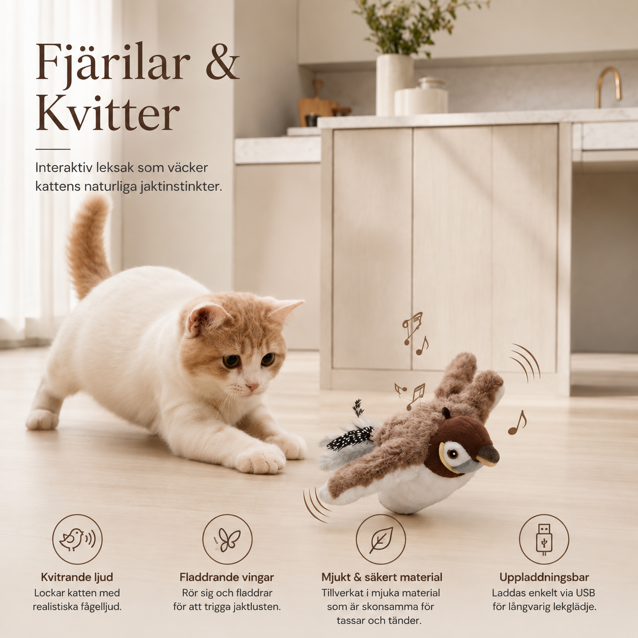 Fågelleksak för Katt med Ljud & Rörelse