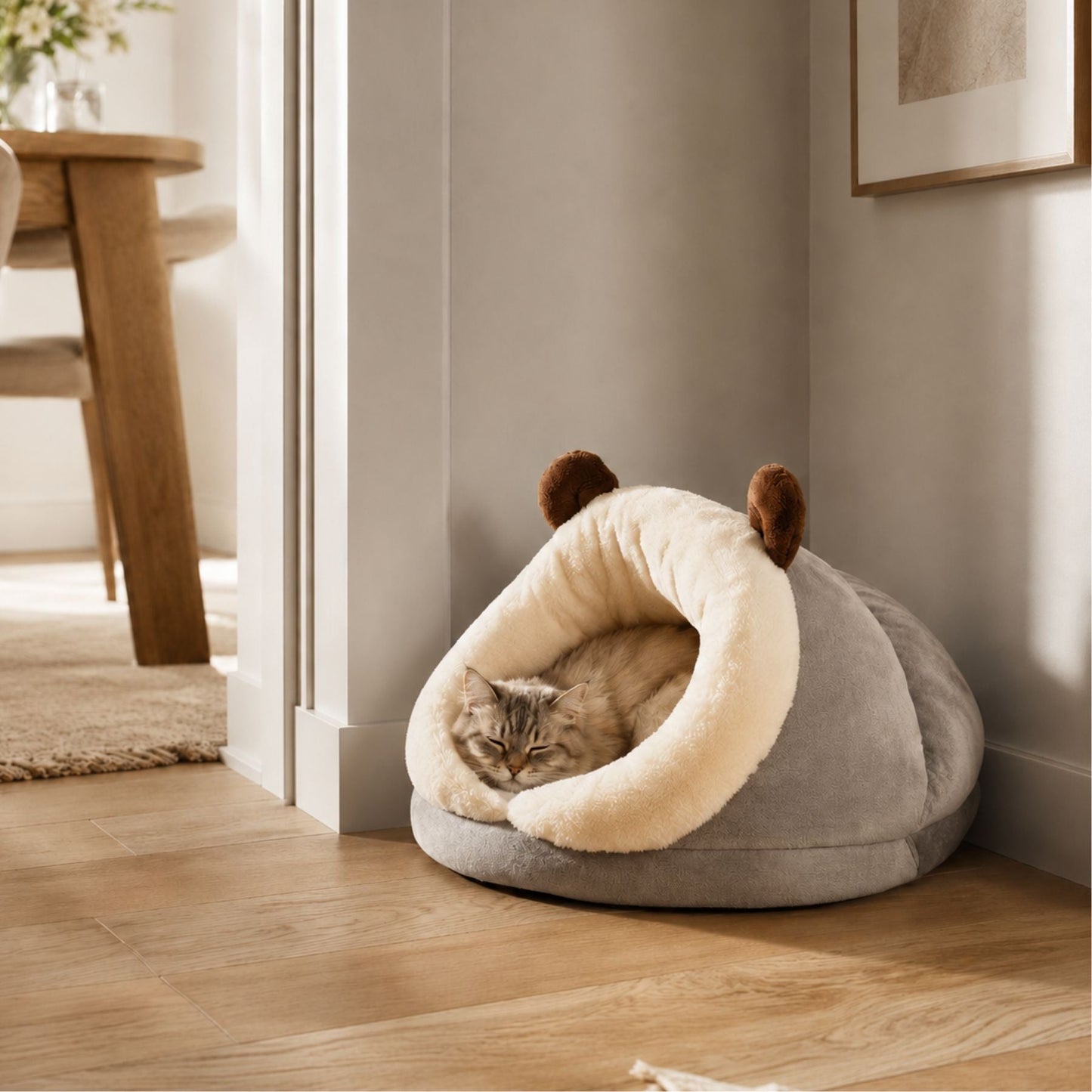 Plyschbädd med Huva för Hund & Katt
