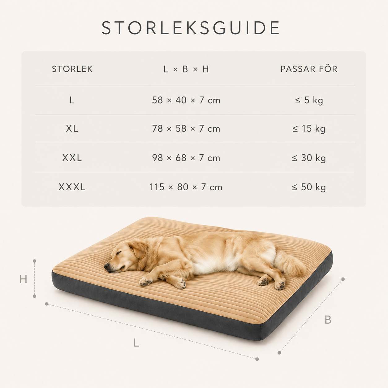 Extra Tjock Hundmadrass, Stora Hundar