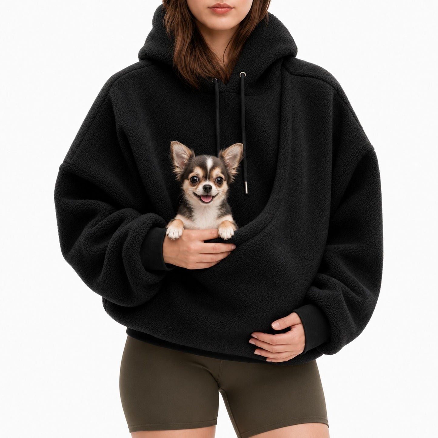 Sherpa Hoodie med Husdjursficka, Dam