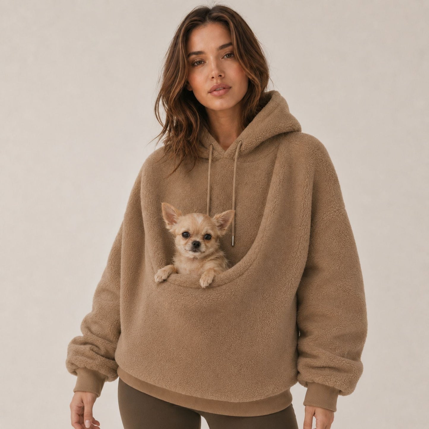 Sherpa Hoodie med Husdjursficka, Dam