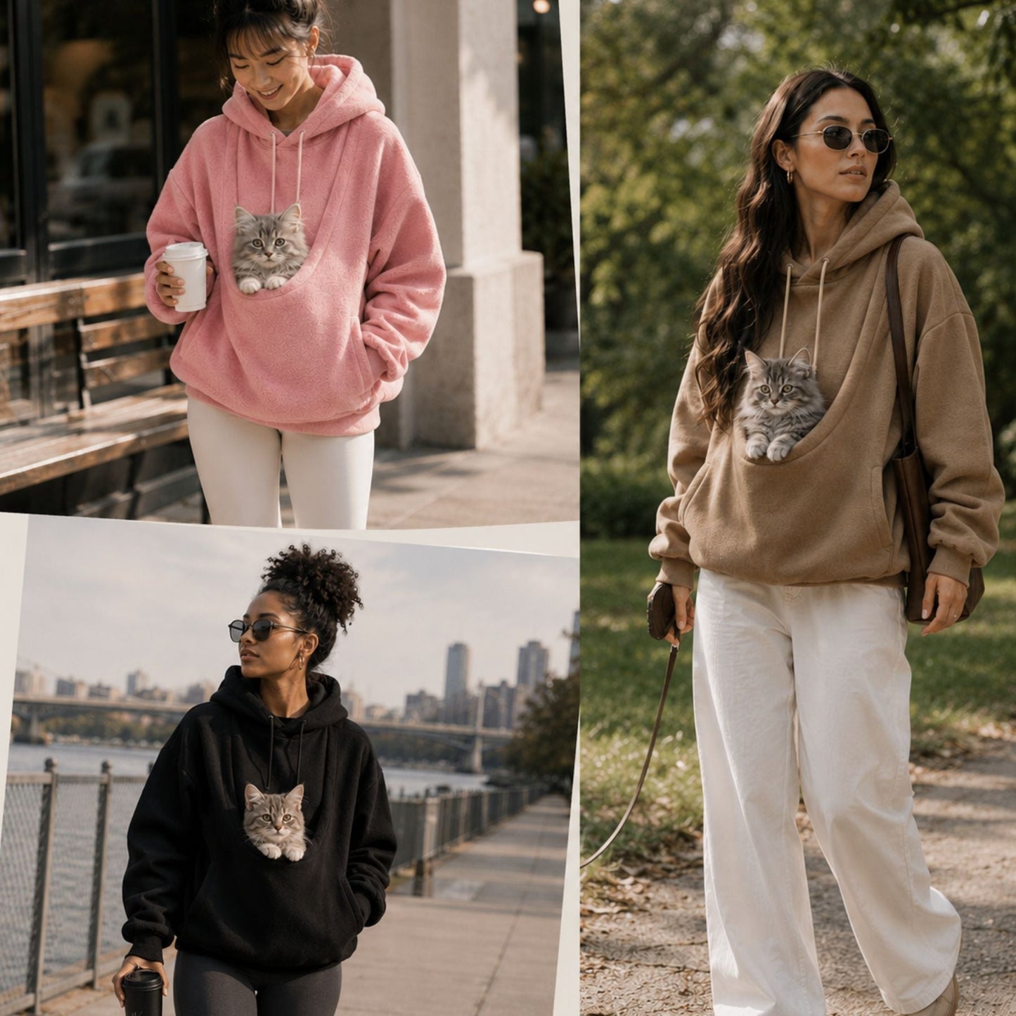 Sherpa Hoodie med Husdjursficka, Dam