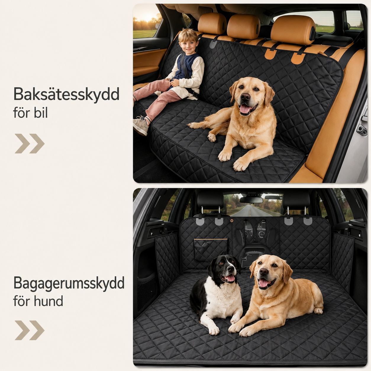 Quiltat Bilskydd för Hund – Baksäte