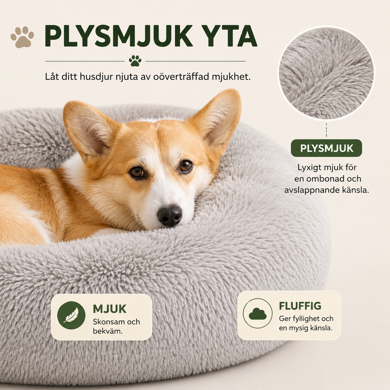 Lugnande Donutbädd för Hund & Katt