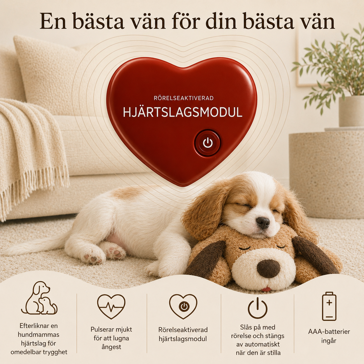 Plyschleksak med Hjärtslag för Hund