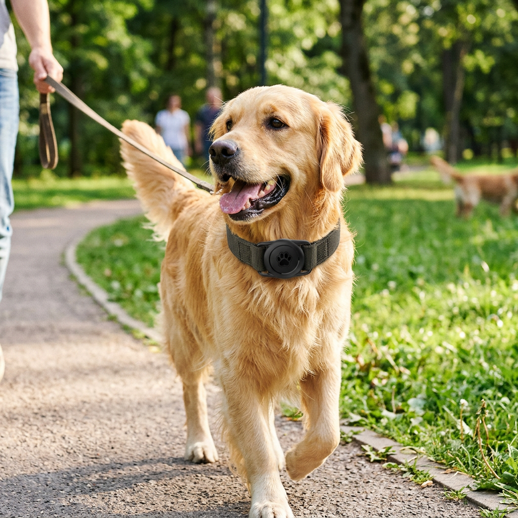AirTag Dog Collar Holder 2-Pack in use