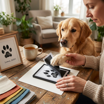 Inkless Paw Print Kit in use