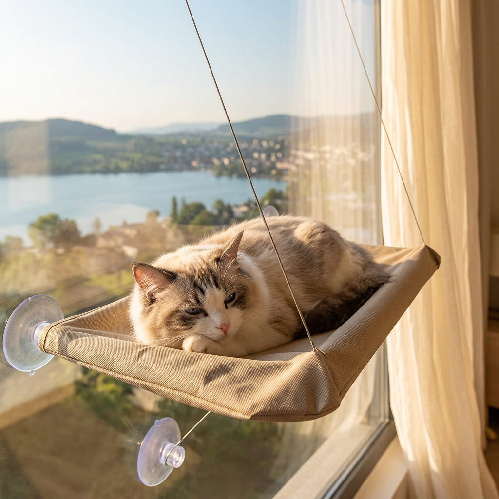 Cat Window Hammock Bed in use