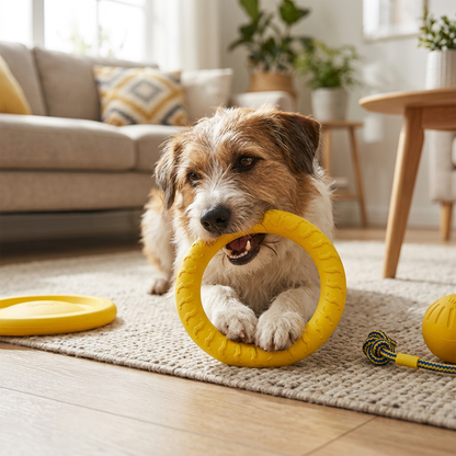 EVA Durable Dog Toy 4-Pack in use
