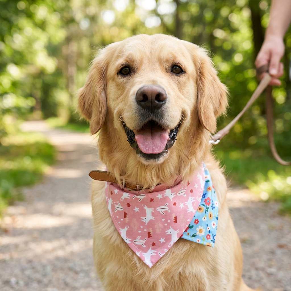 Cotton Dog Bandana 10-Pack in use