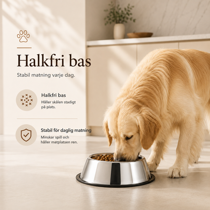Matskål i Rostfritt Stål, Halkfri Botten