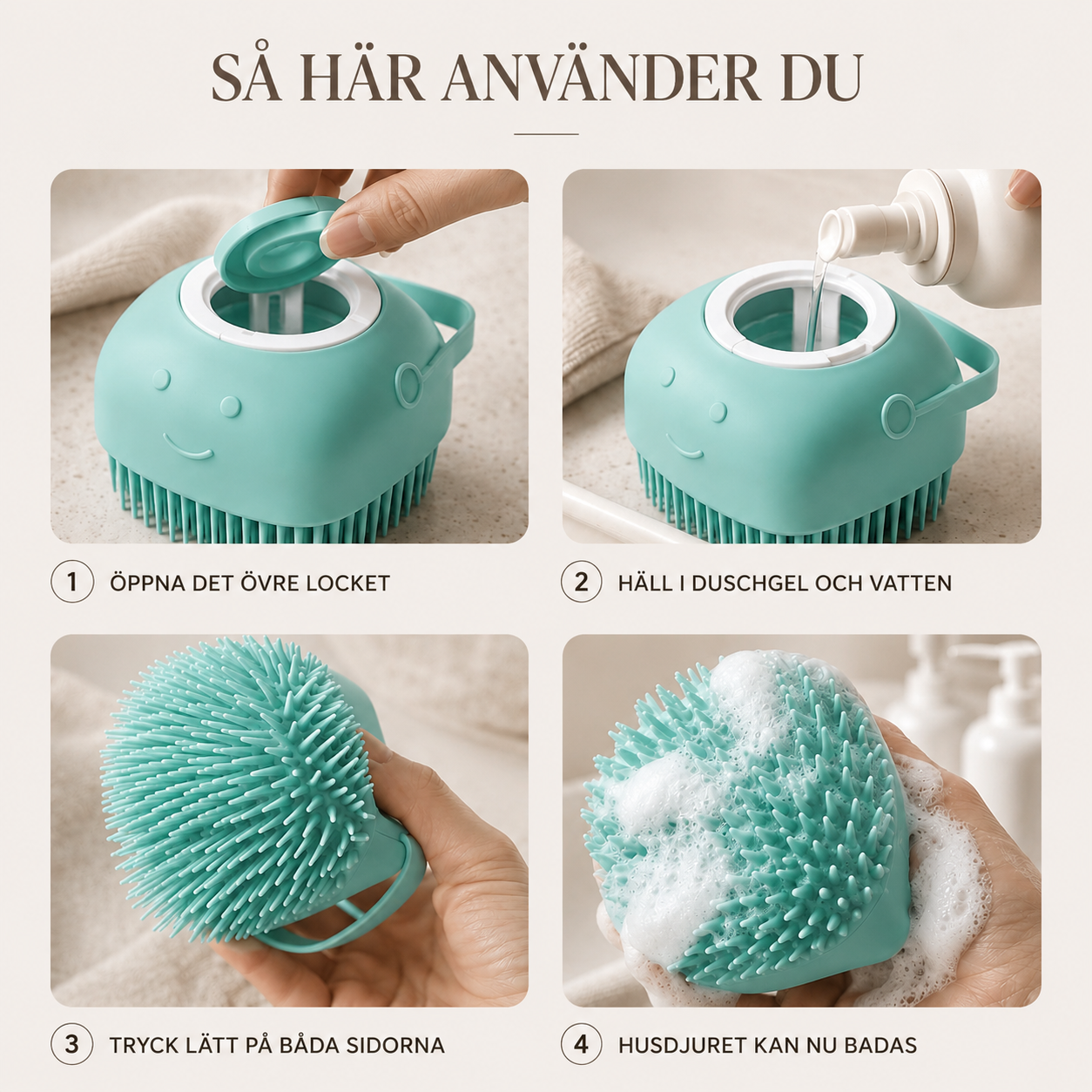 Silikonborste för Husdjursbad med Massage