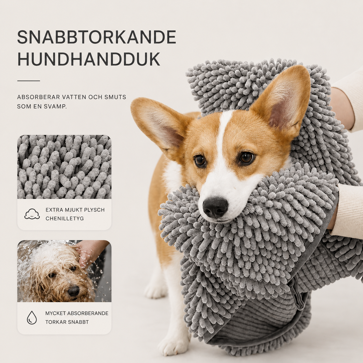Torkhandske i Chenille för Hund & Katt