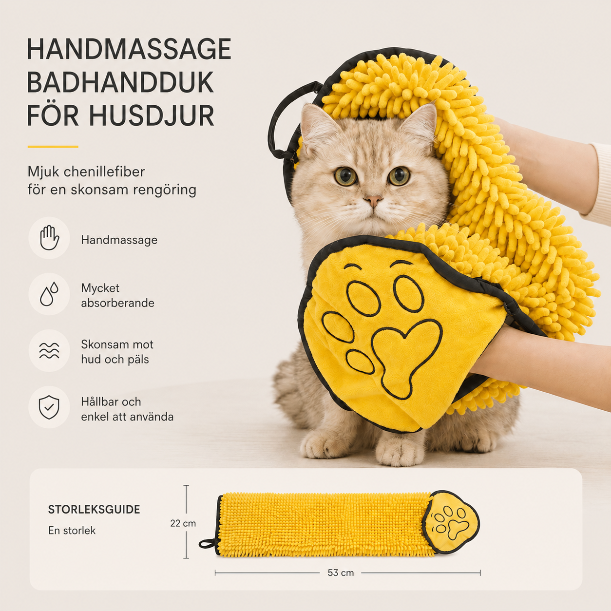 Torkhandske i Chenille för Hund & Katt