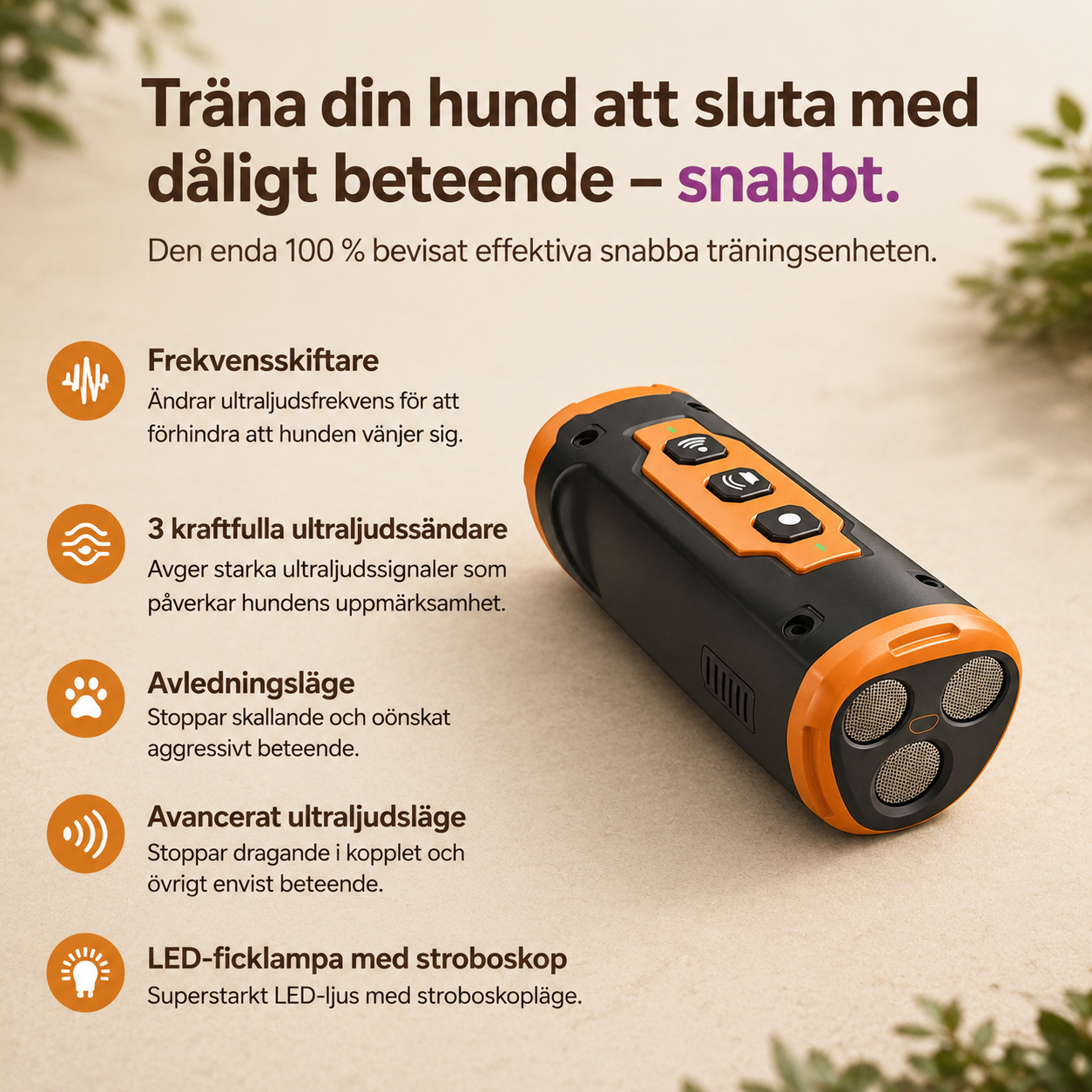 Ultraljudstränare för Hund med LED-Lampa