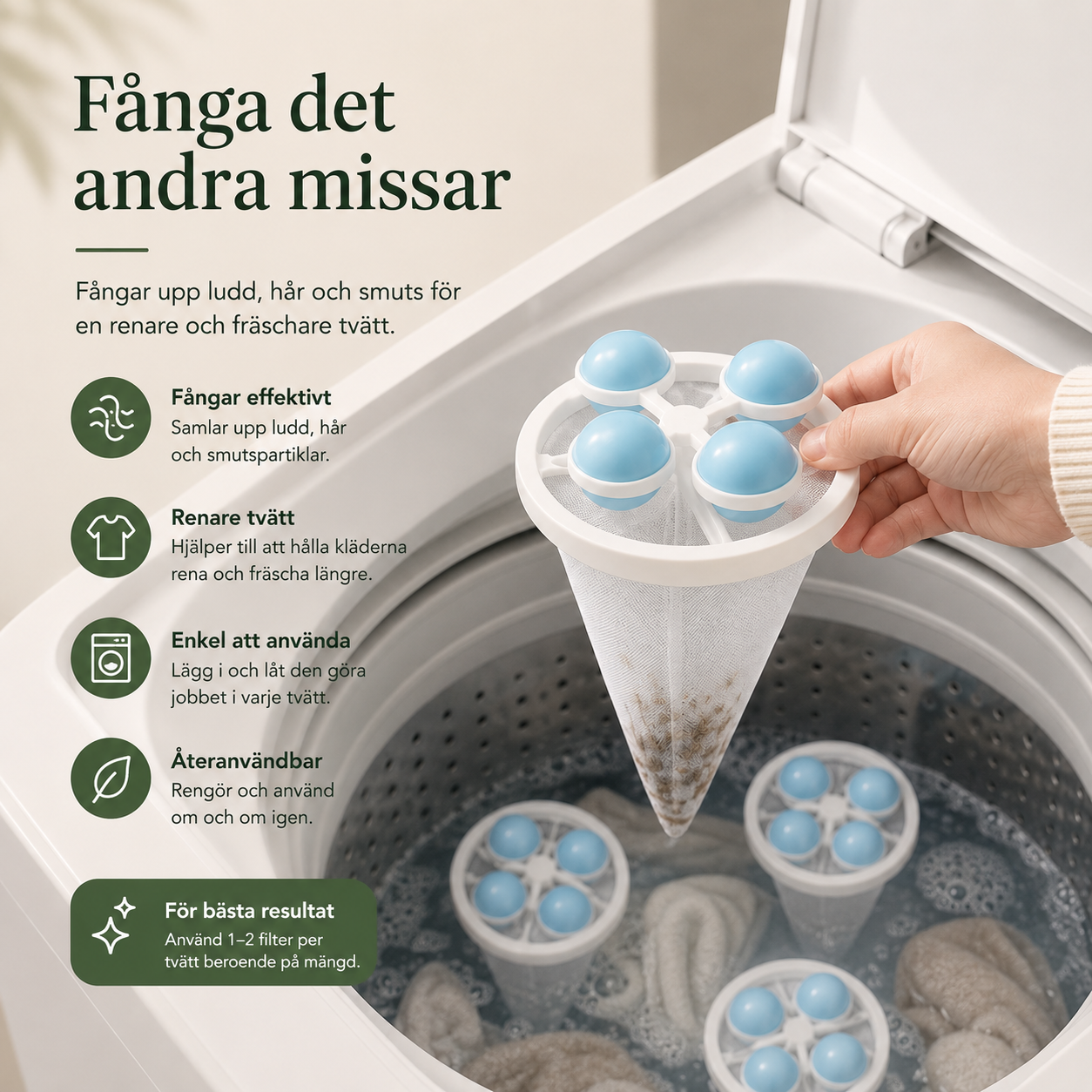 Ludd- & Hårfångare för Tvättmaskin