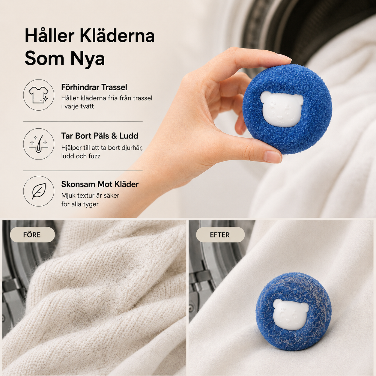 Hårborttagningsbollar för Tvätt, 5-pack