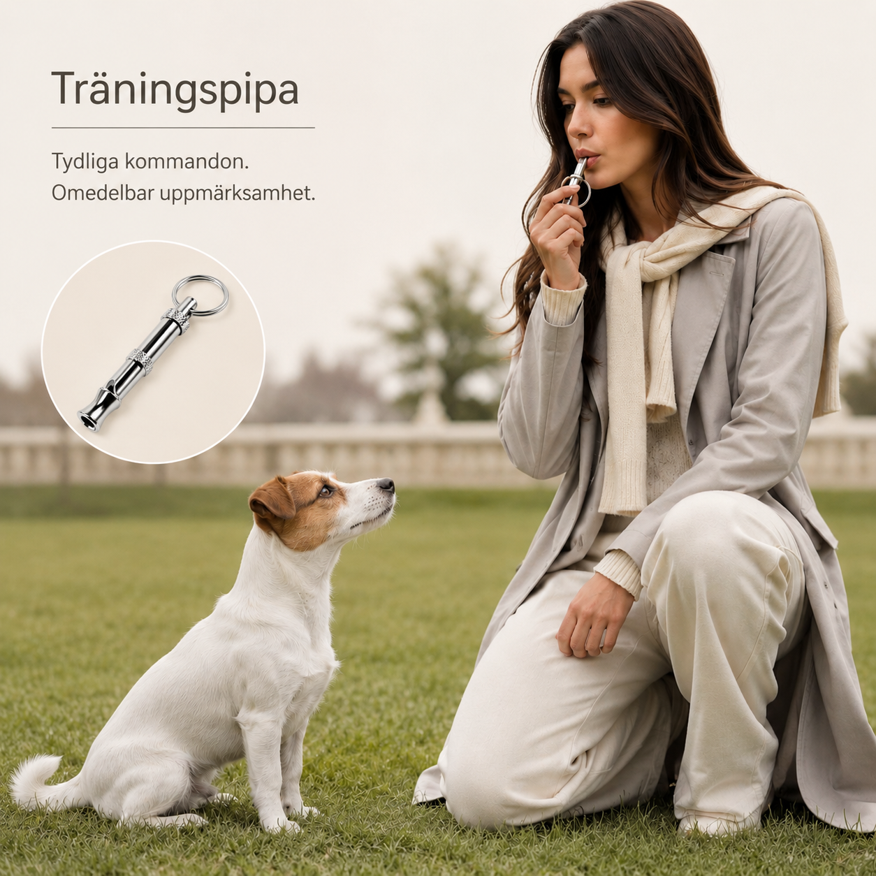 Justerbar Hundvisselpipa med Nyckelring